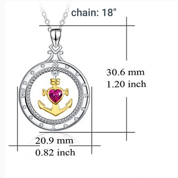 D4 NEW Sterling Ruby Compass Anchor Necklace - Picture 6 of 11